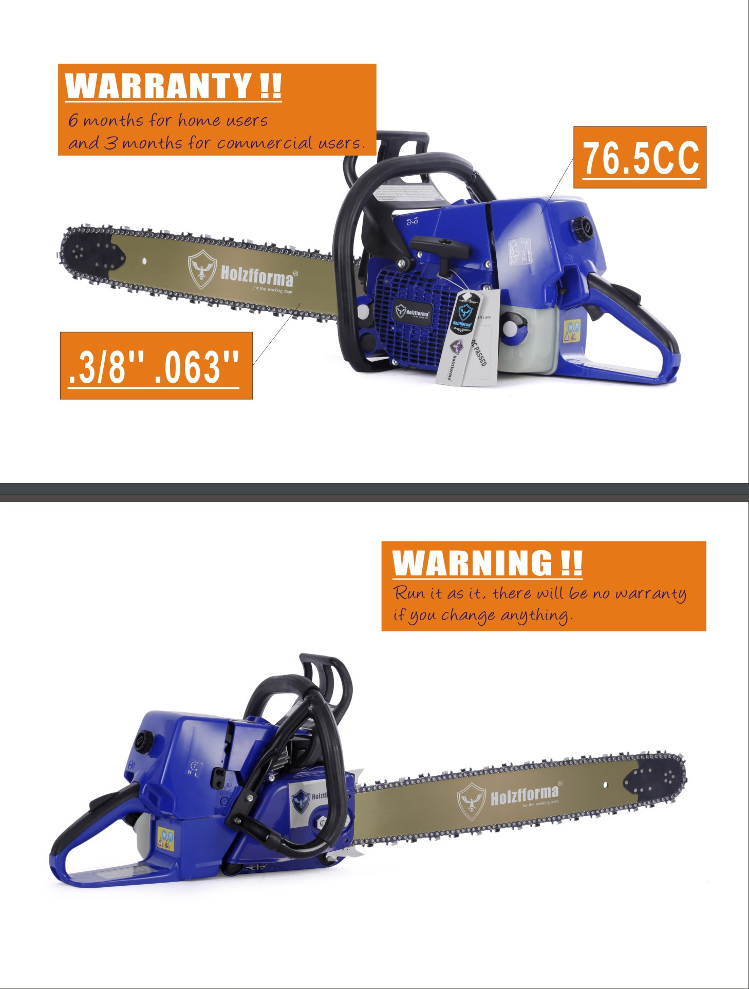 G466 76 5cc Holzfforma Gasoline Chainsaw