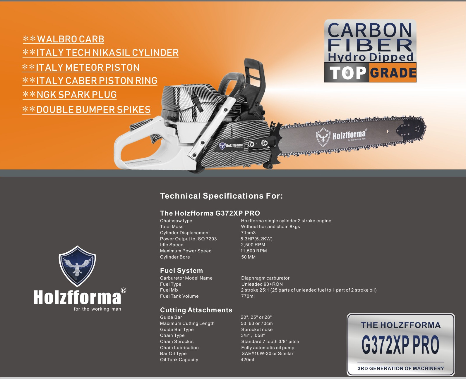 71cc Holzfforma G372XP PRO Chainsaw